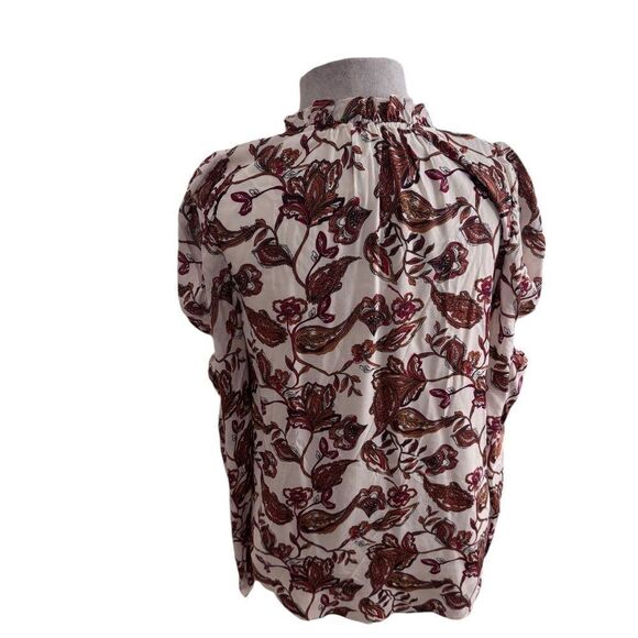 Anna Cate Popover Blouse Top Women's Floral Puff Sleeve Ruffle Neck - Picture 5 of 7
